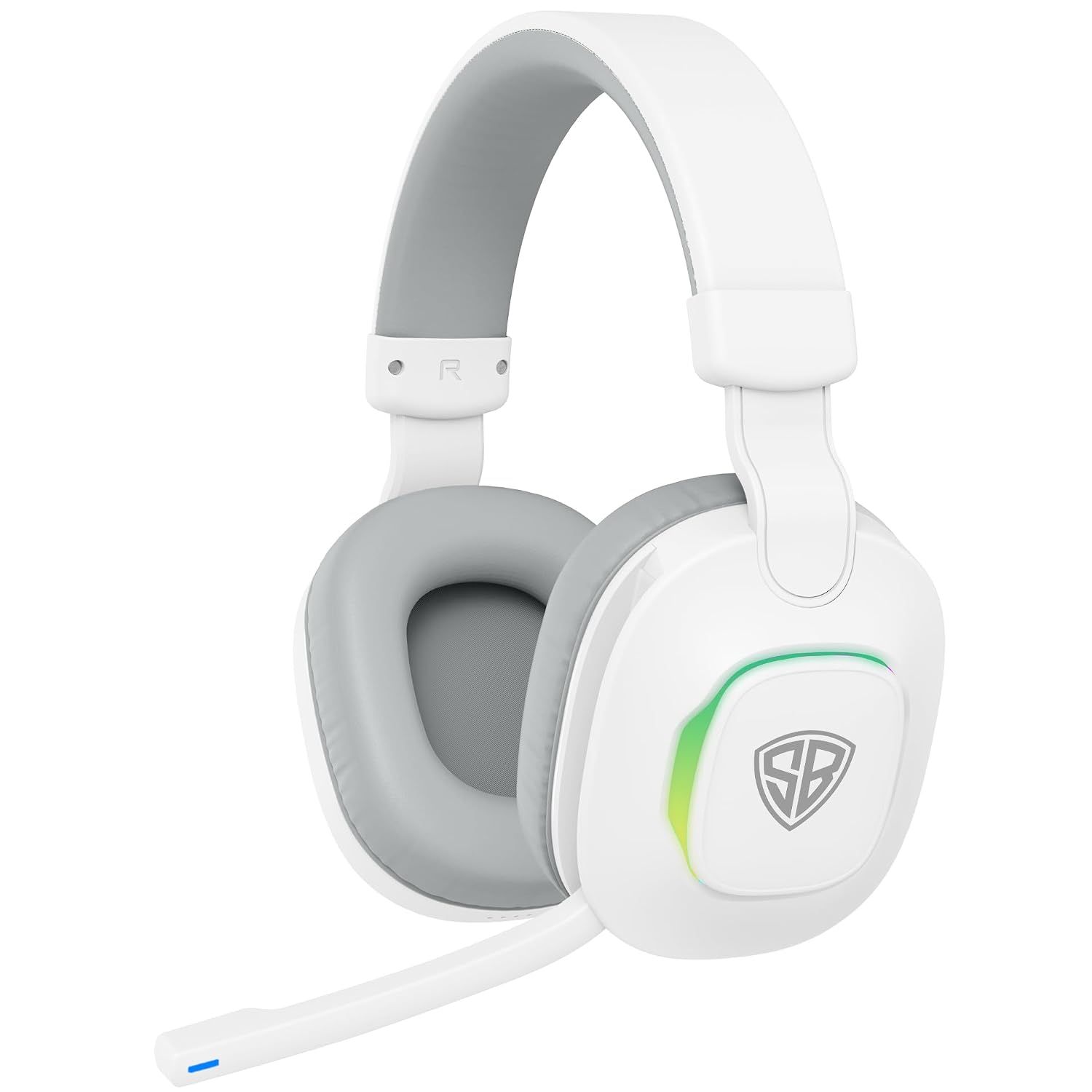 SpinBot Ranger HX300 Wireless Gaming Headset with Flip Boom Mic | 50ms Low Latency | 40mm Drivers | Bluetooth 5.2 + AUX | 7 RGB Modes | Game Mode | 18H Battery (White) SpinBot Ranger HX300 Wireless Gaming Headset with Flip Boom Mic | 50ms Low Latency | 4