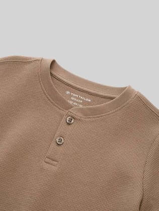 Tom Tailor Waffle-Knit Henley T-Shirt