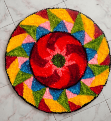 2x2 Feet Floor Rangoli Design Backdrop.