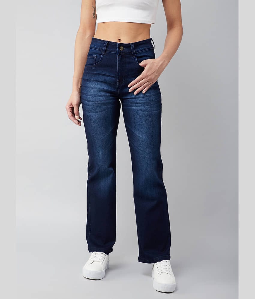 Miss Chase - Navy Blue Denim Wide Leg Women's Jeans ( Pack of 1 )