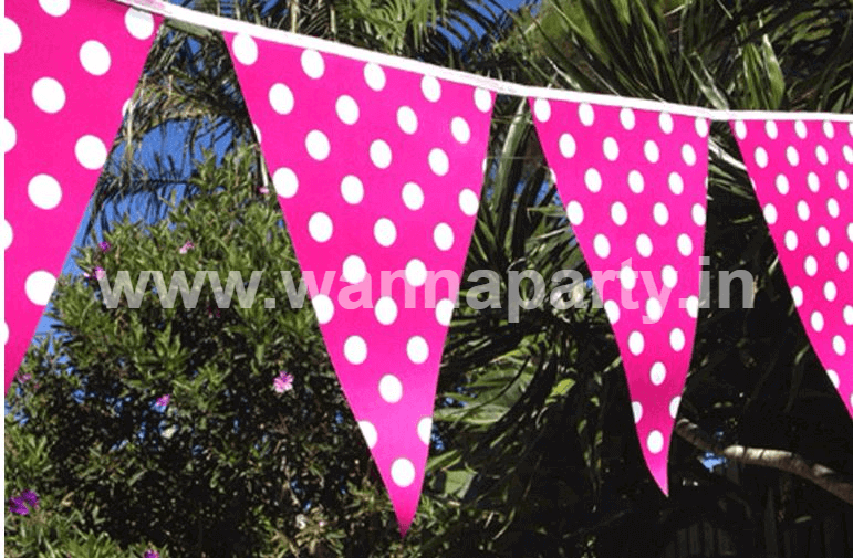 Wanna Party Polka Dot Buntings Hot Pink - Over 9 FT