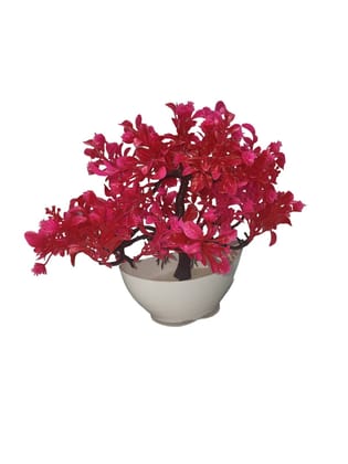 Bonsai Artificial Flower Plant with Pot for Home Decor (Pink)