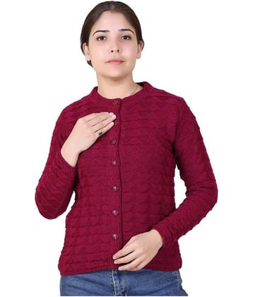 Varenyam Acrylic Purple Buttoned Cardigans - Single