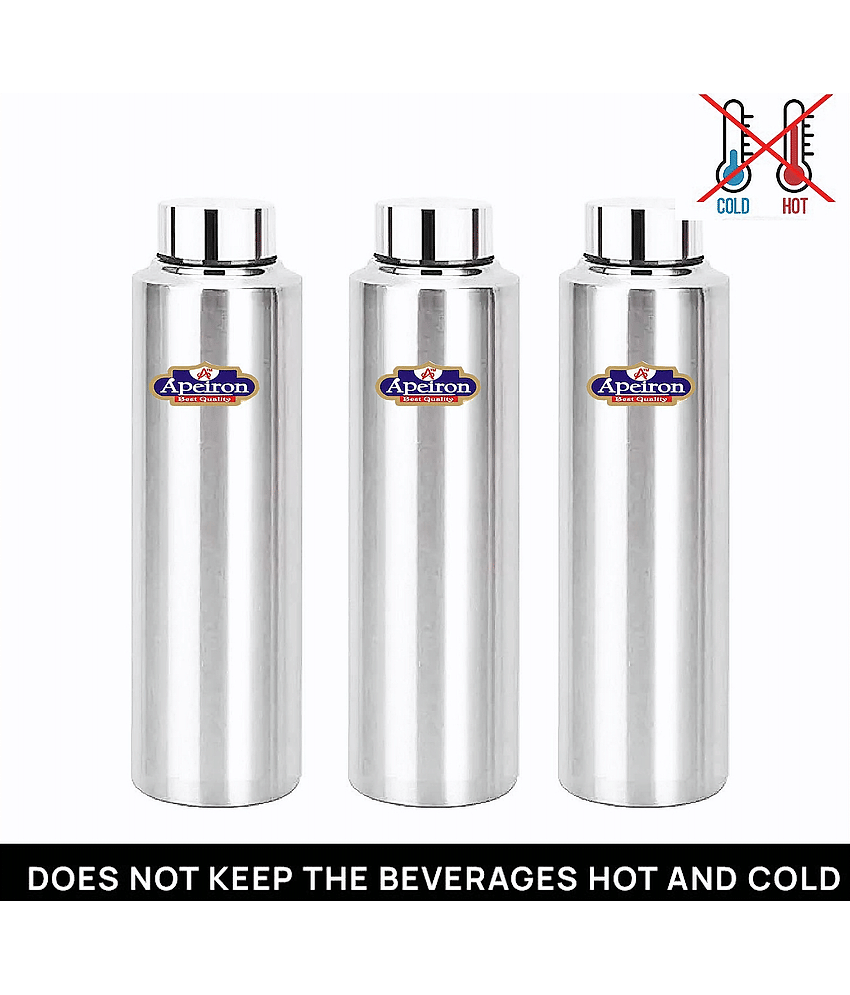 APEIRON - Matt Fridge Bottle Silver Water Bottle 1000 mL ( Set of 3 )