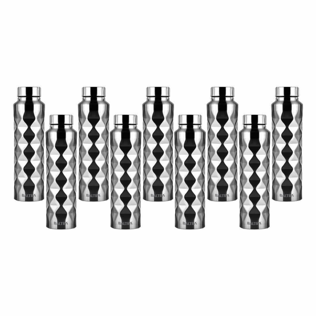Baltra Booster Stainless Steel Fridge Water Bottle/Refrigerator Bottle Single Walled (1000 ML) Pack Of 9