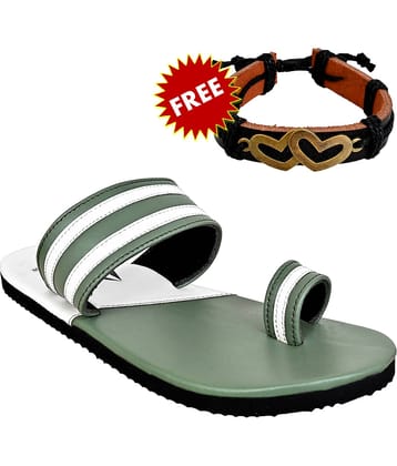 Altek Green Men's Leather Slipper