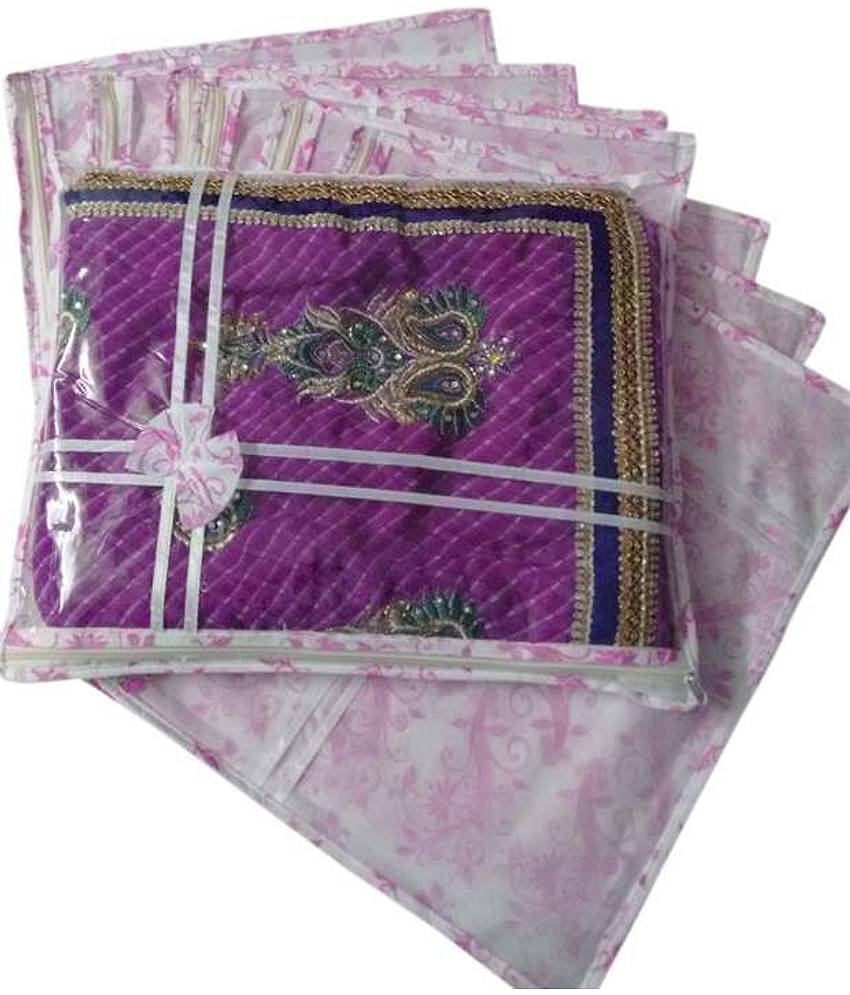 Non-Woven Designer Saree Cover Cloth Storage & Organizer ,Red ( Pack of 8 ) Single Saree Cover