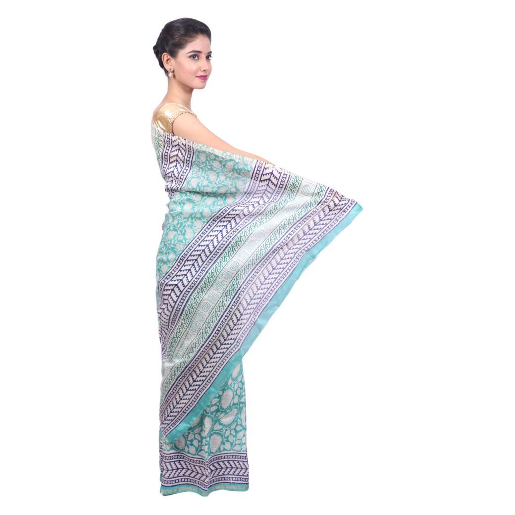 HANDLOOM CHANDERI SAREE- MERCERISED(COTTON+SILK MIX) WITH BLOUSE (SKU - 3I0102030422 SAREE- 98)