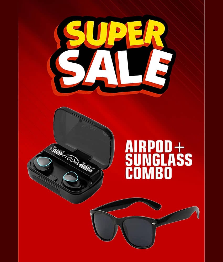 Neo M10 EARBUDS Bluetooth True Wireless (TWS) On Ear 4 Hours Playback With  Trendy Sunglasses