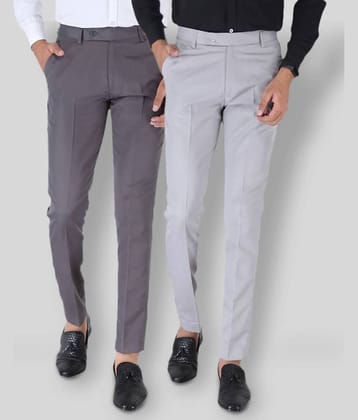 SREY - Grey Polycotton Slim - Fit Men's Chinos ( Pack of 2 )