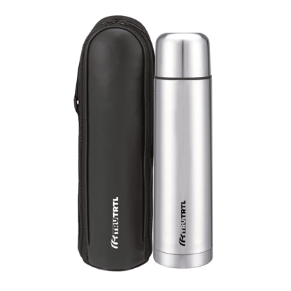 truTRTL Thermosteel Water Bottle 1L with Bag | 24 Hr Hot & Cold | Leak Proof Lid | ISI Certified | Vacuum Insulated | Bottle for Office, Gym, School I Silver truTRTL Thermosteel Water Bottle 1L with Bag | 24 Hr Hot & Cold | Leak Proof Lid | ISI Certified | Vacuum Insulated | Bottle for Office, Gym, School I Silver
