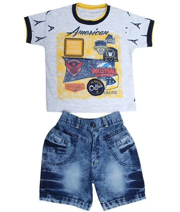 Zadmus Baby Boys Cotton T Shirts & Shorts ( Yellow )