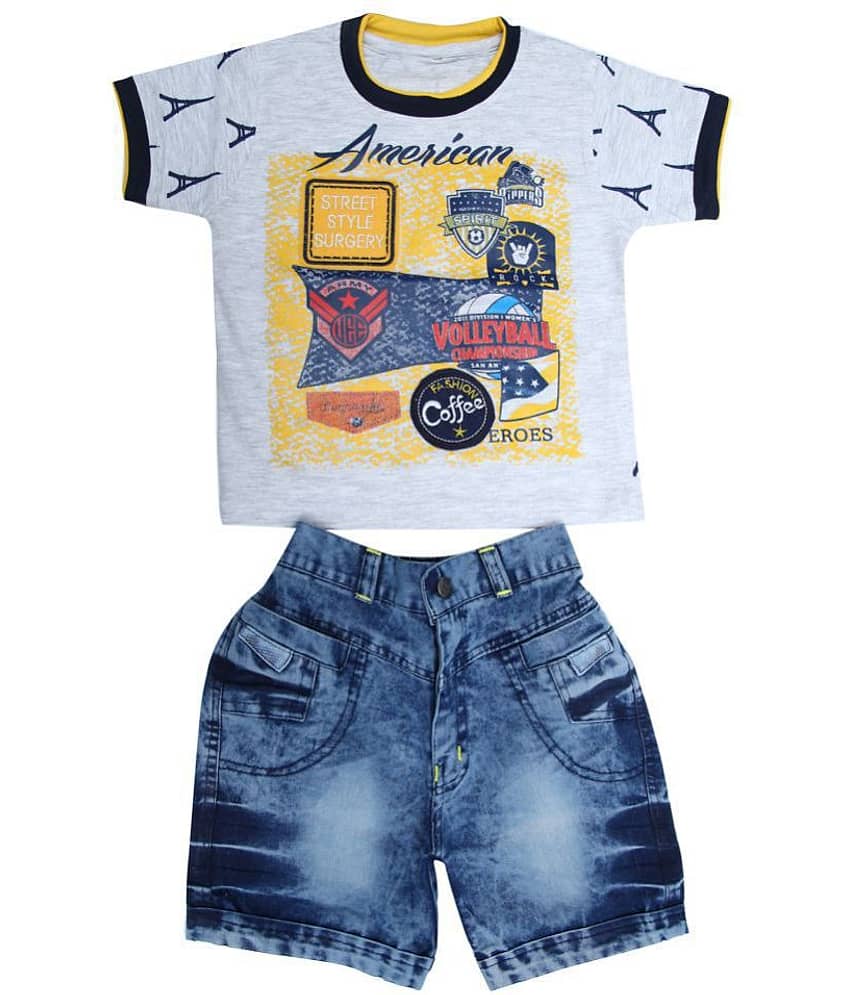 Zadmus Baby Boys Cotton T Shirts & Shorts ( Yellow )