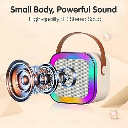 Karaoke Speaker Karaoke Machine for Kids Adults, Mini Portable Blue-Tooth Karaoke Speaker with Wireless Microphone and Dynamic Lights Birthday Gift Home KTV Outdoor Travel