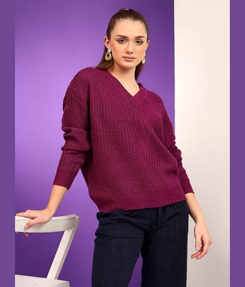 kotty Women Cotton Blend V-Neck Sweater Vest ( Maroon )