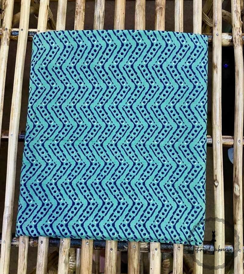 Elegant Unstitched Cotton Fabric for Kurtas-Blue