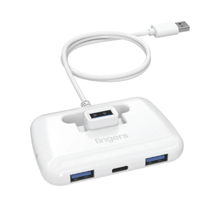 FINGERS Fast-CU3.0 4-Port USB Hub (3 x USB 3.0 + 1 x USB Type-C Ports, Superspeed 5 Gbps, Slim & Portable, Plug & Play