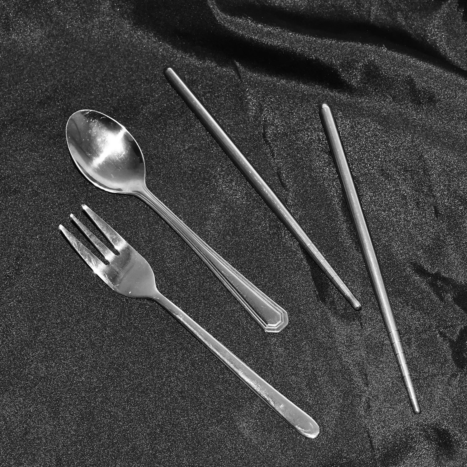 Stainless Steel Cutlery Spoon, Fork & Pair of Chopstick Set