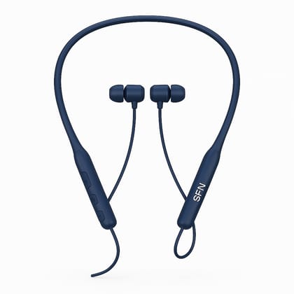 SPN ENC Wireless Neckband Earphones | Bluetooth 5.3 | Deep Bass | Magnetic Earbuds | Long Battery Life | Sweat-Resistant | Black & Dark Blue