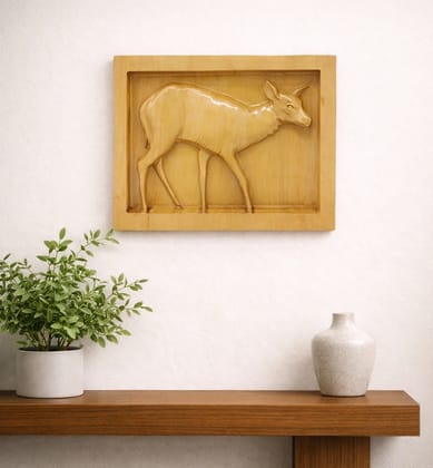 Hand-Carved Wooden Deer Frame Wall Hanging ( small size ) Hand-Carved Wooden Deer Frame Wall Hanging ( small size )