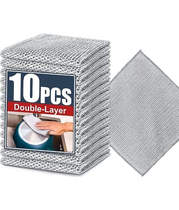 DHSMART Double Layered Wire Rags All Purpose Cleaner Block Multifunctional Non Scratch Dish Wash Cloth 1 no.s Pack of 10