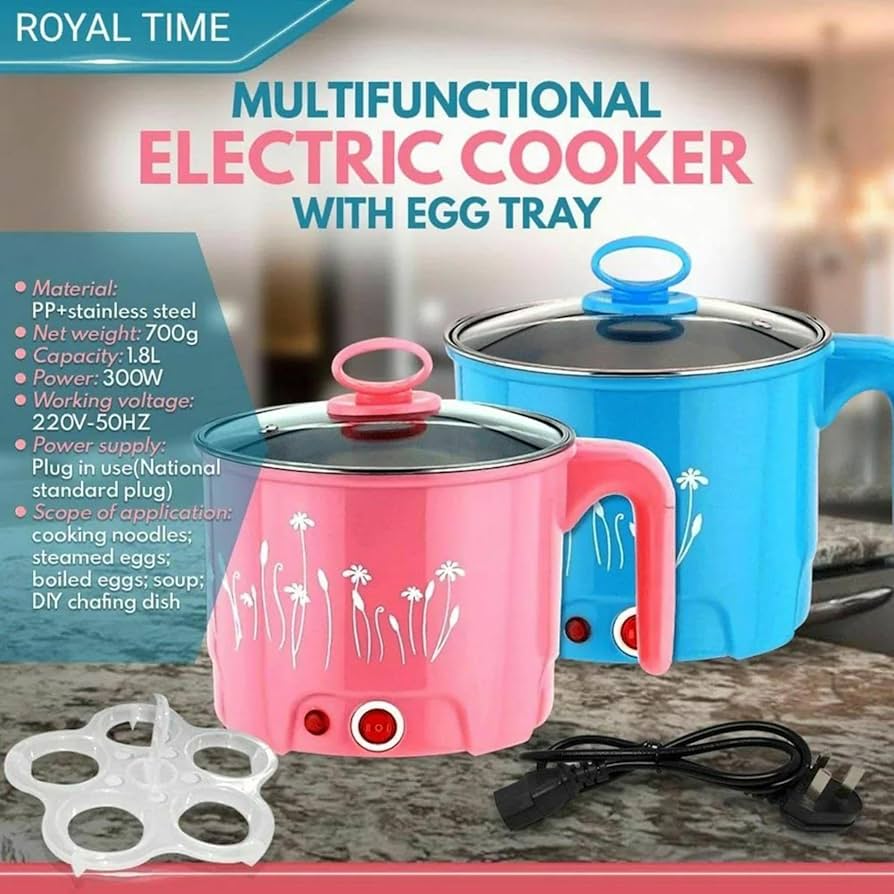 Electric Multifunction Cooking Pot Multi Purpose Cooker Mini Electric Cooker Steamer Cook pots for Cook Noodles (Multicolour)