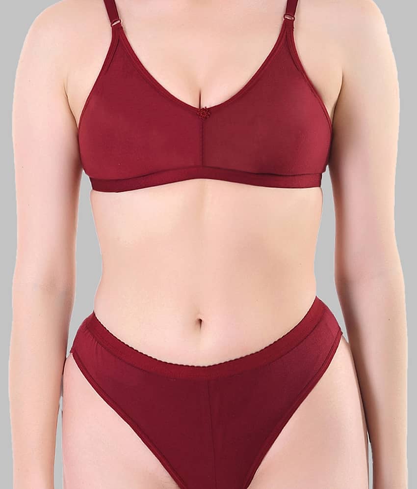 TCG Cotton Lycra Women's Bra & Panty Set ( Maroon ) WL014