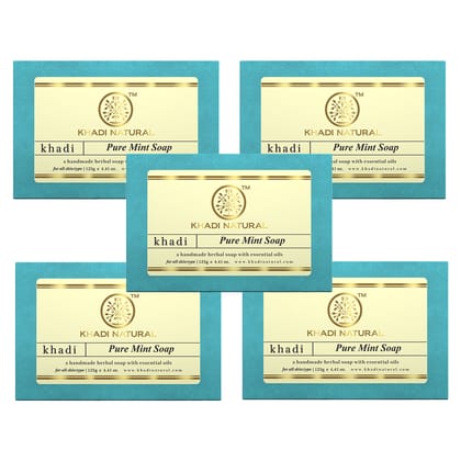 Khadi Natural Pure Mint Soap Combo Pack Of 5 – 125gm Each Khadi Natural Pure Mint Soap Combo Pack Of 5 – 125gm Each