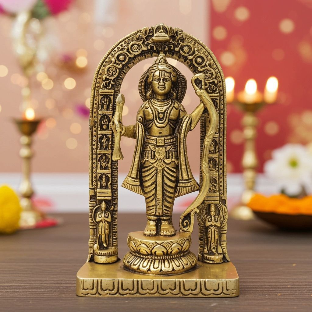 Brass Ram Lala God Idol Statue - 6.5 Inch Decorative Idol (BSMAS1717 G)