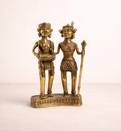 Handcrafted Brass Tribal Musician Couple Show Piece Handcrafted Brass Tribal Musician Couple Show Piece