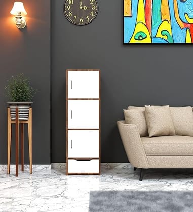 Spyder Craft Multipurpose Storage Cabinet with Magnetic Door – Walnut Light & White