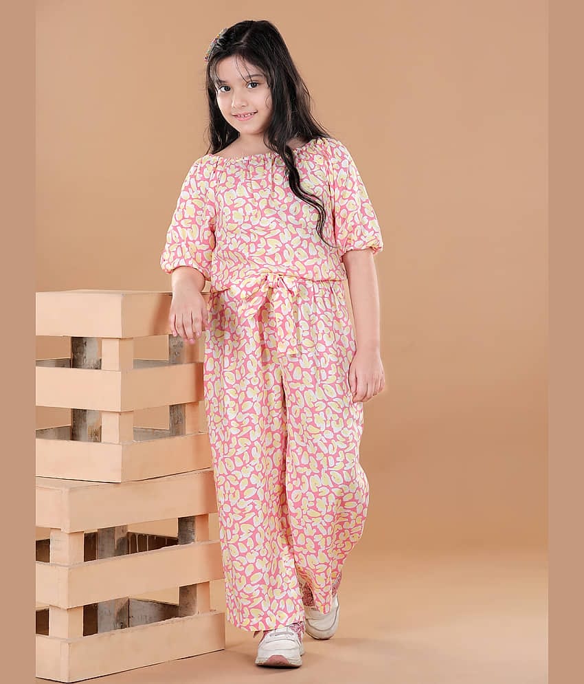 StyleStone Girls Rayon Jumpsuit ( Pack of 1 , Pink )