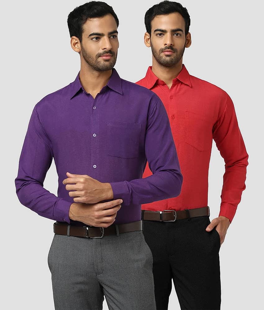 DESHBANDHU DBK - Multicolor Cotton Regular Fit Men's Formal Shirt (Pack of 2)
