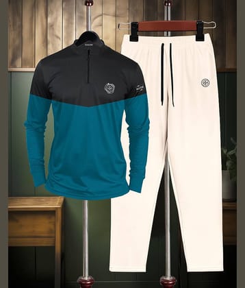 AUSK Teal Cotton Blend Relaxed Fit Men's Tracksuit ( Pack of 1 )