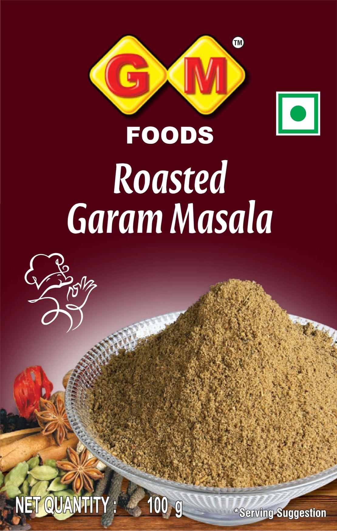 GM Foods Roasted Garam Masala Powder 100 Gram (PACK OF 1 )| Authentic Indian Flavor | Spicy & Aromatic Blend | Multipurpose Masala Powder | Aromatic & Flavourful | Hygienically Packed | No Preservatives