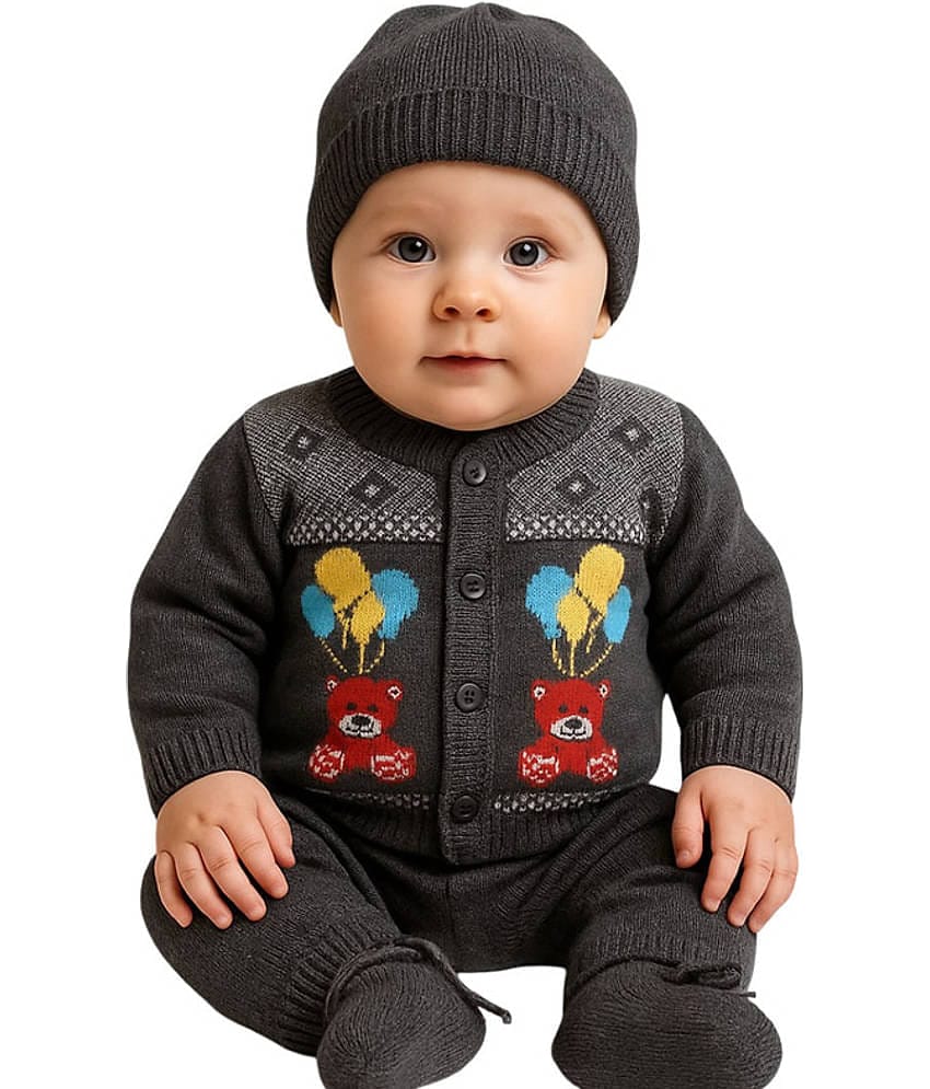 Paryag Pack of 1 Unisex for Baby Woollen Sweater ( Black )