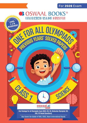 Oswaal One For All Olympiads Previous year solved paper Science Class 1 with package ofr olympiads exams