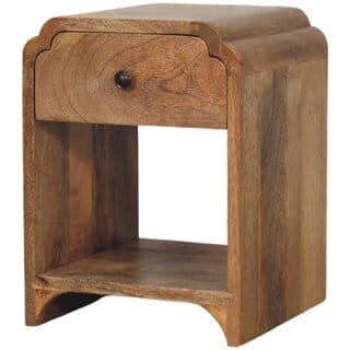 Newton Mini Oak-ish Nightstand with a drawer and open shelf