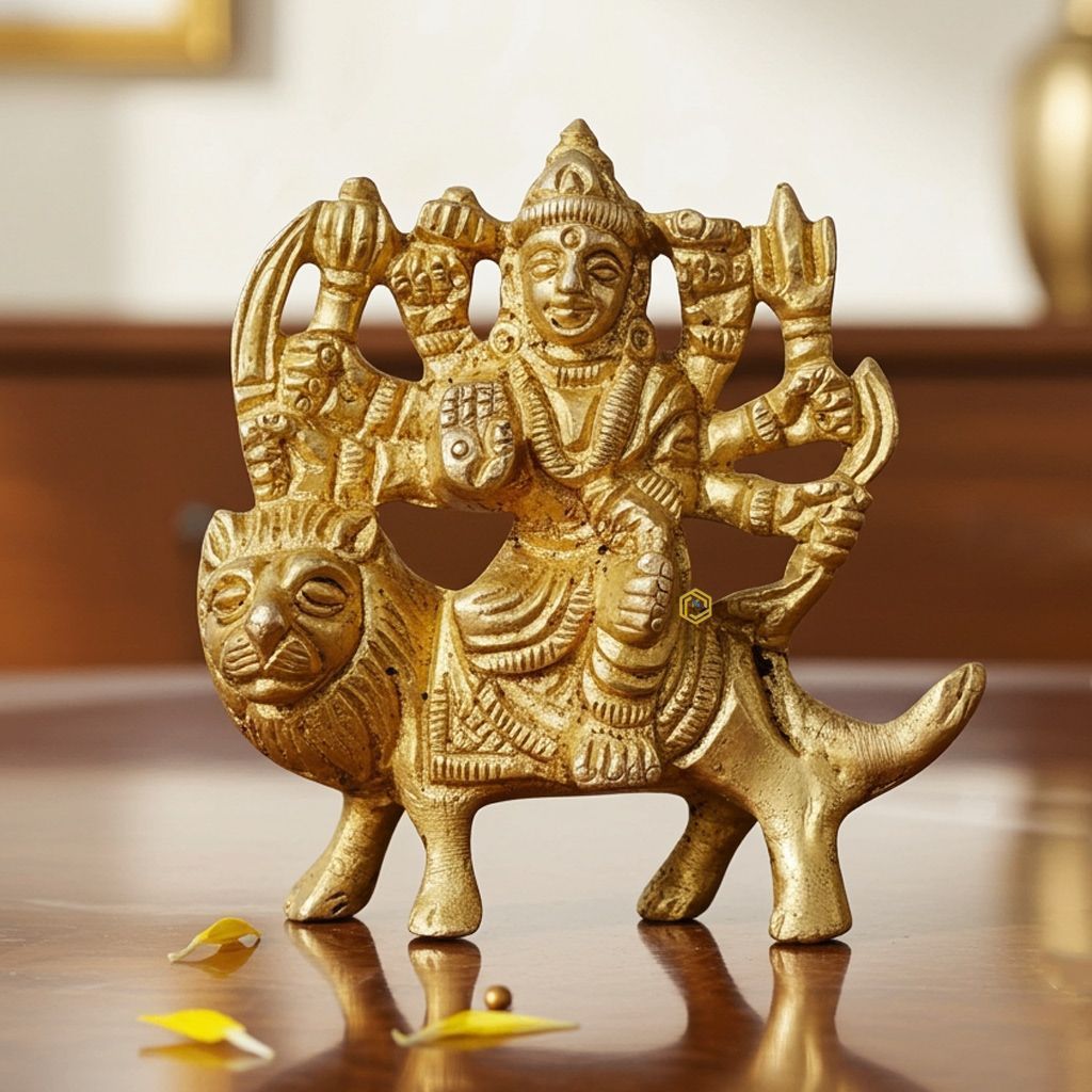 Brass Durga Ji God Idol - Spiritual Brass Showpiece for Gifting, Height : 2.3 Inch (BSMAS746 C)