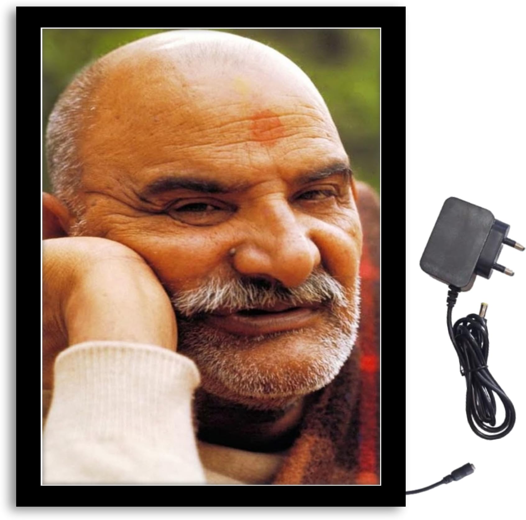 NOKKES Neem karoli Baba Ji Light Photo Frame 8X10 inch Led Light photo Frame With Light Adaptor Led Light Photo Frame Black Color Photo Frame_AQW181