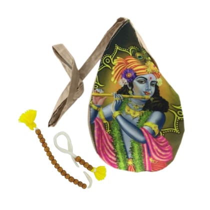 MAYAPURI Krishna Printed Chanting Bag/Japa Bag/Bead Bag with Sakshi Mala Counter MAYAPURI Krishna Printed Chanting Bag/Japa Bag/Bead Bag with Sakshi Mala Counter