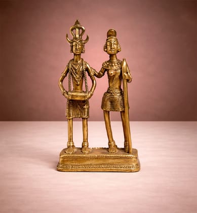 Handcrafted Brass Tribal Folk Dance Couple Showpiece – Traditional Bhareva Bell Metal Art Handcrafted Brass Tribal Folk Dance Couple Showpiece – Traditional Bhareva Bell Metal Art