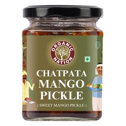 Organic Nation Sweet Mango Pickle - Chatpata Mango Pickle | Traditional Aam ka Meetha Achar | Made with Homestyle Mangoes & Spices | No Preservatives 300g Organic Nation Sweet Mango Pickle - Chatpata Mango Pickle | Traditional Aam ka Meetha Achar | Made with Homestyle Mangoes & Spices | No Preservatives 300g