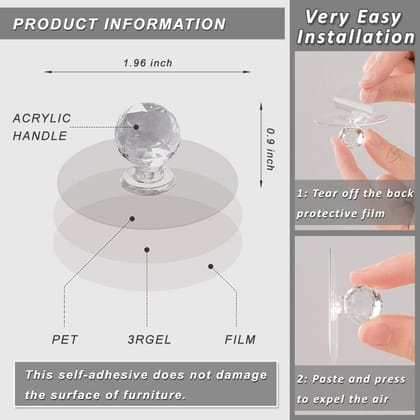 Diamond Crystal Hook Handle Sticker - 5Pcs