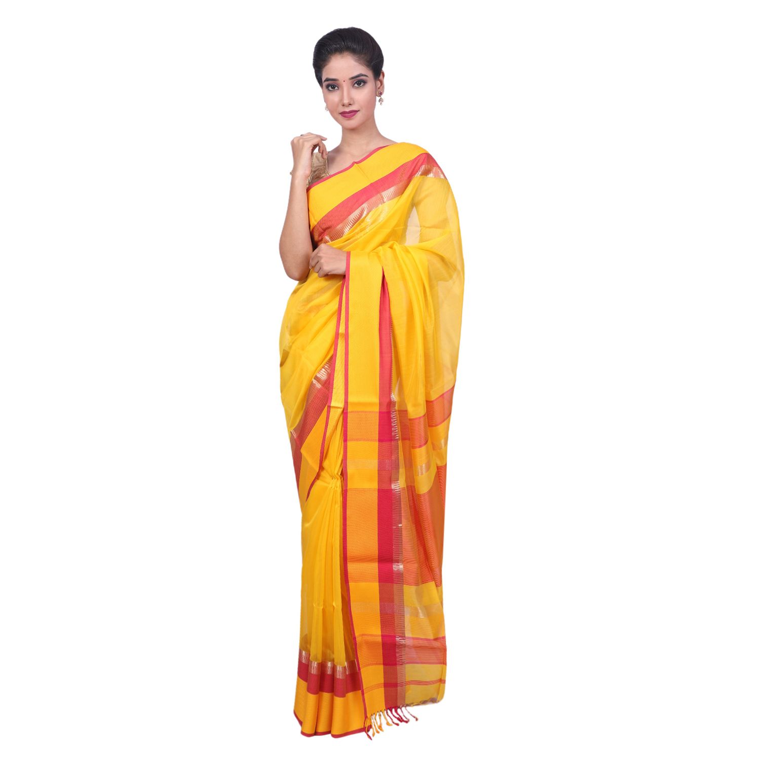 HANDLOOM MAHESHWARI TRADITIONAL SAREE WITH BLOUSE (SKU - 3G020110422 SAREE- 125)