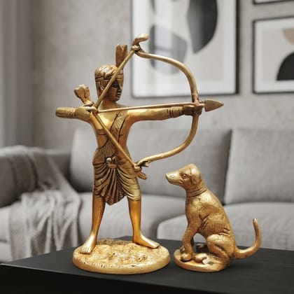Brass Eklavya Decorative Statue, Height : 9 Inch (BSMAS1740 D)
