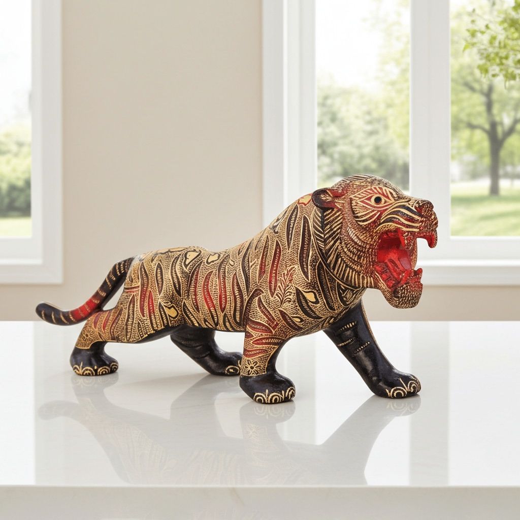 Brass Home Decorative Leopard Showpiece Statue (ANMAS124 A)
