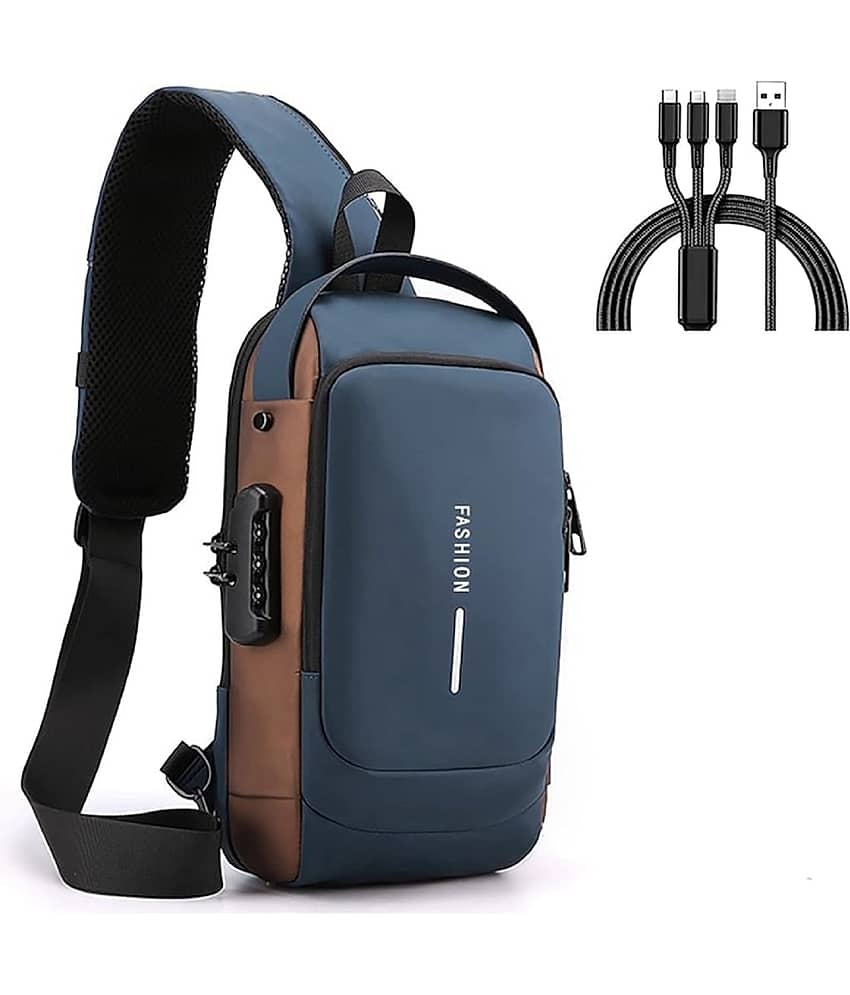 Gjshop Blue Solid Messenger Bag