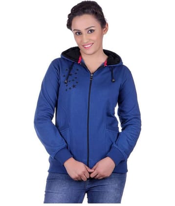 Goodluck Cotton - Fleece Blue Hooded Sweatshirt