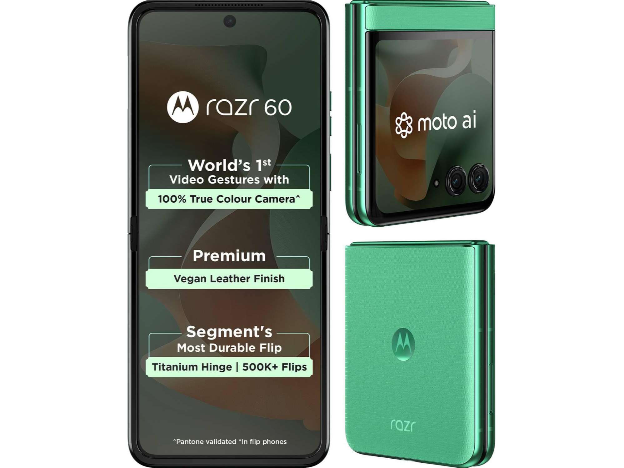 Motorola Razr 60 5G Smartphone (8GB, 256GB Storage), 17.53 cm (6.9 inch) Full HD+ Display, 50MP + 13MP, 32MP Front Camera - Pantone Spring Bud